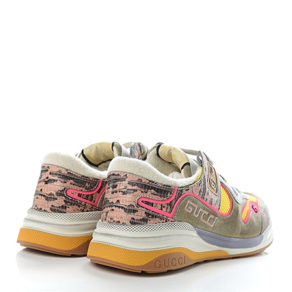 Gucci Suede Calfskin Tejus Printed Womens Ultrapace Sneakers 40 Pink Silver Oatmeal Yolk 4 of 9