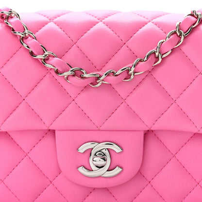 Chanel Lambskin Quilted Mini Rectangular Flap Neon Pink 5 of 11