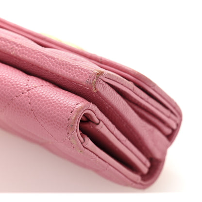 Chanel Caviar Quilted Textured CC Small Tri-Fold Flap Wallet Pink 11 of 11