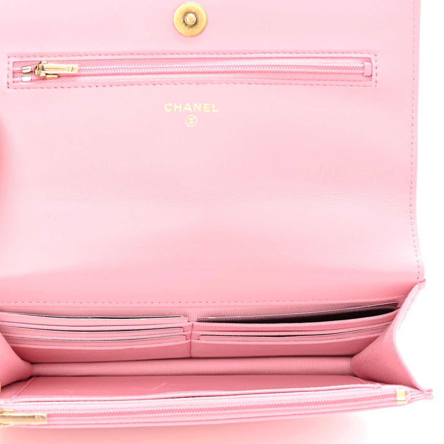 Lambskin Quilted Pick Me Up Wallet On Chain WOC Light Pink