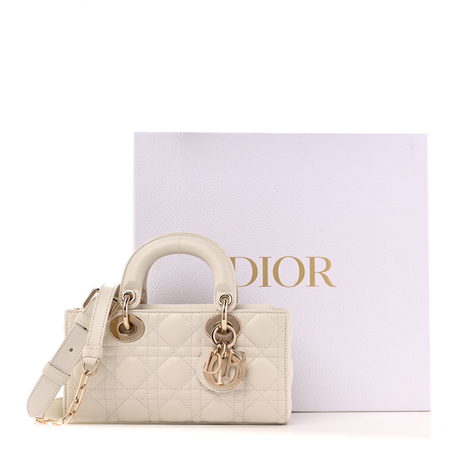 Lambskin Cannage Small Lady D-Joy Latte