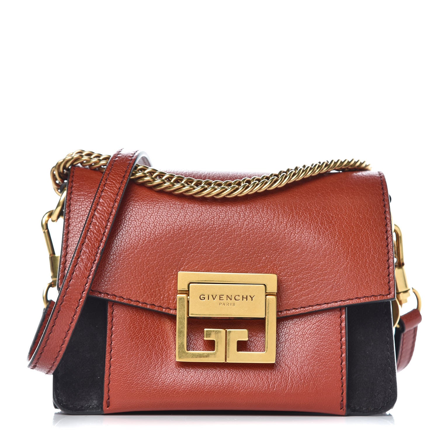 Givenchy Goatskin Suede Mini GV3 Shoulder Bag Brown Black 1 of 8