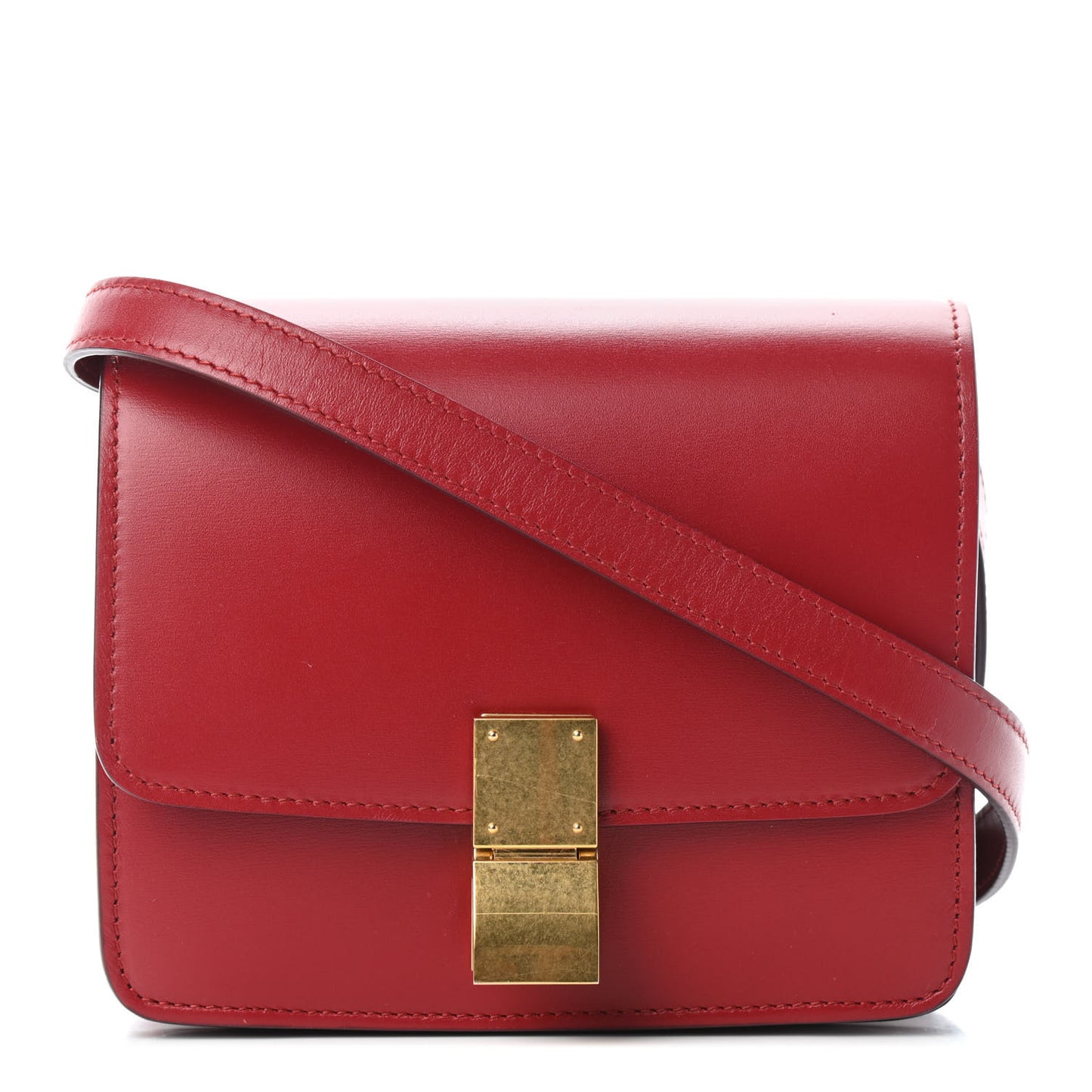 Smooth Calfskin Small Classic Box Flap Bag Red