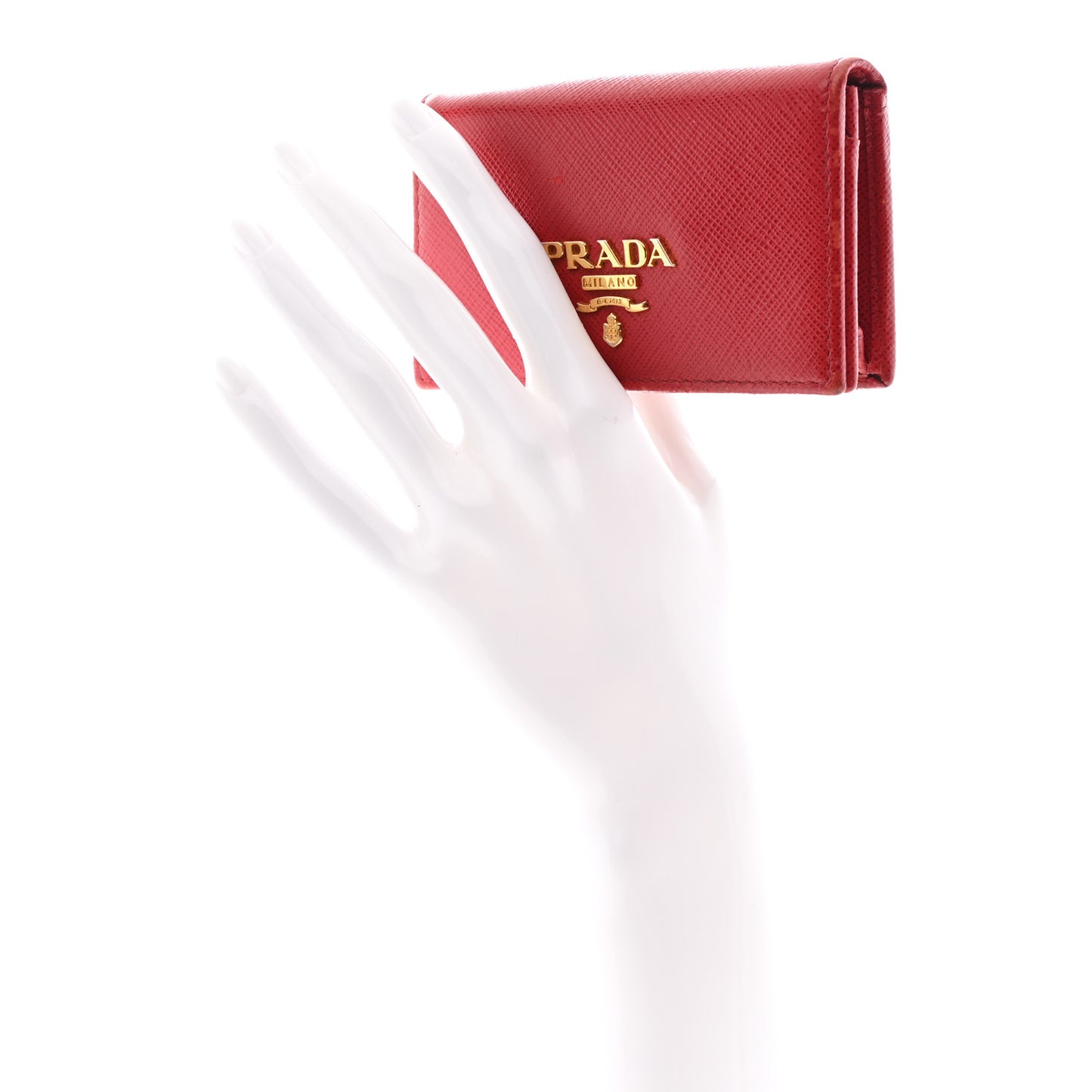 Saffiano Metal Bi-Fold Card Holder Wallet Fuoco