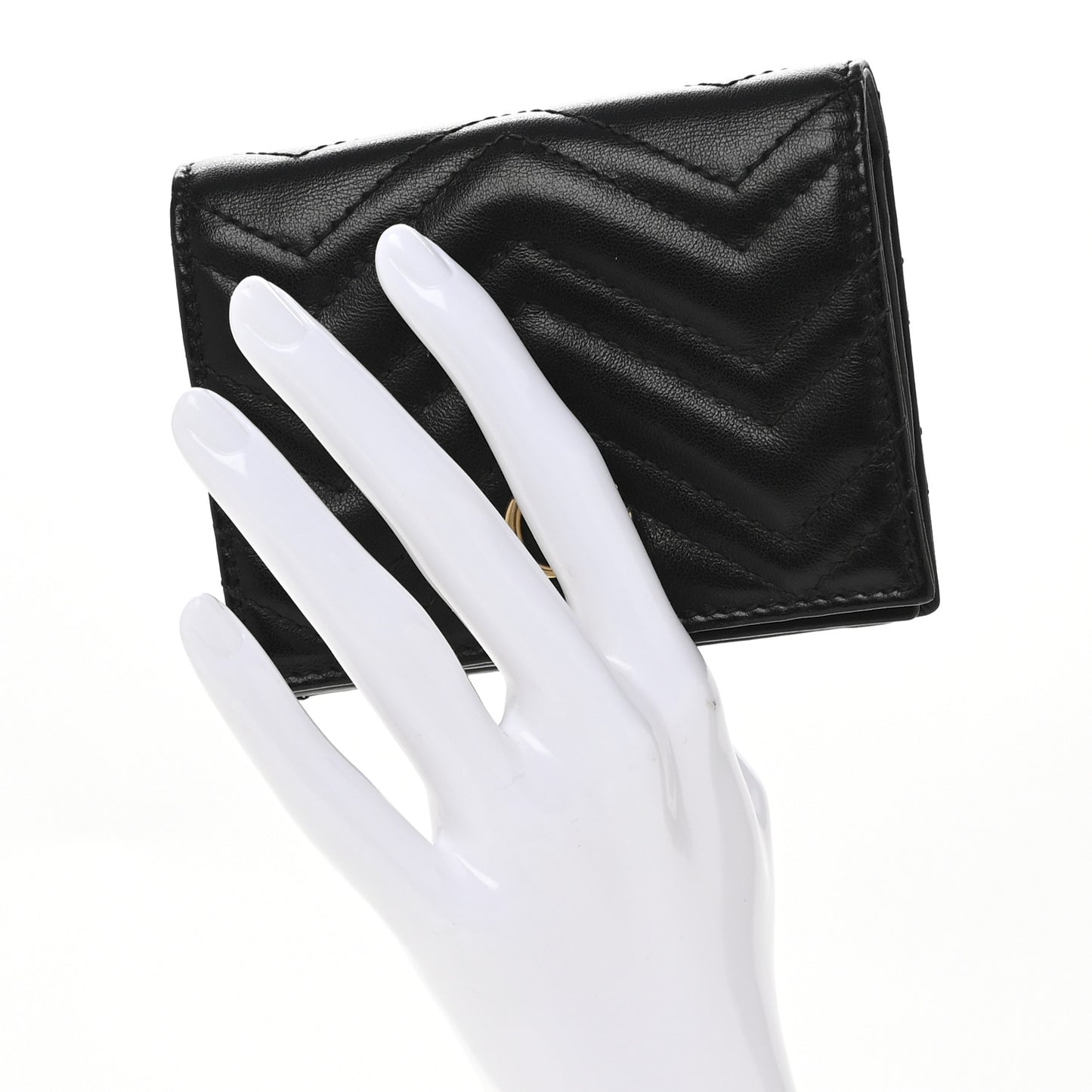 Calfskin Matelasse GG Marmont Card Case Wallet Black