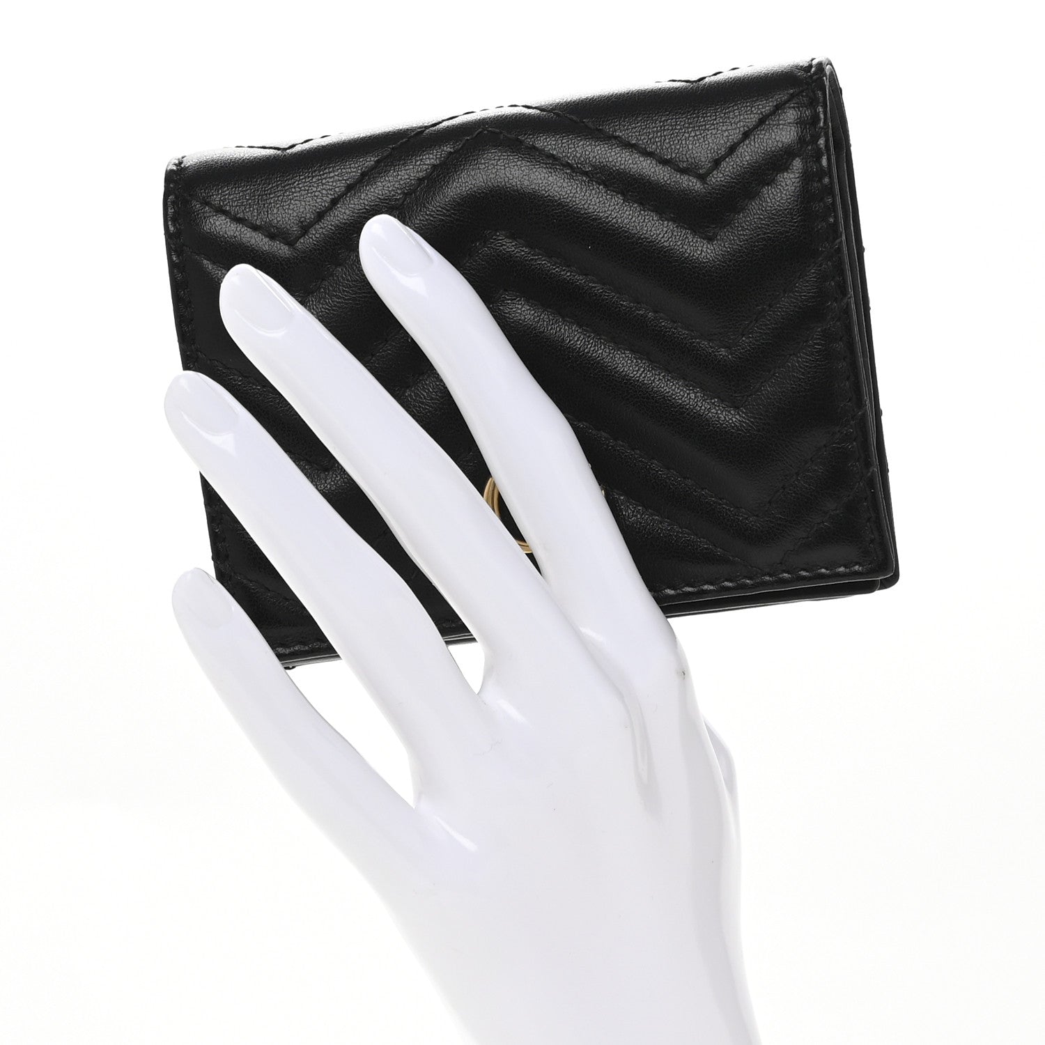 Gucci Calfskin Matelasse GG Marmont Card Case Wallet Black 2 of 6