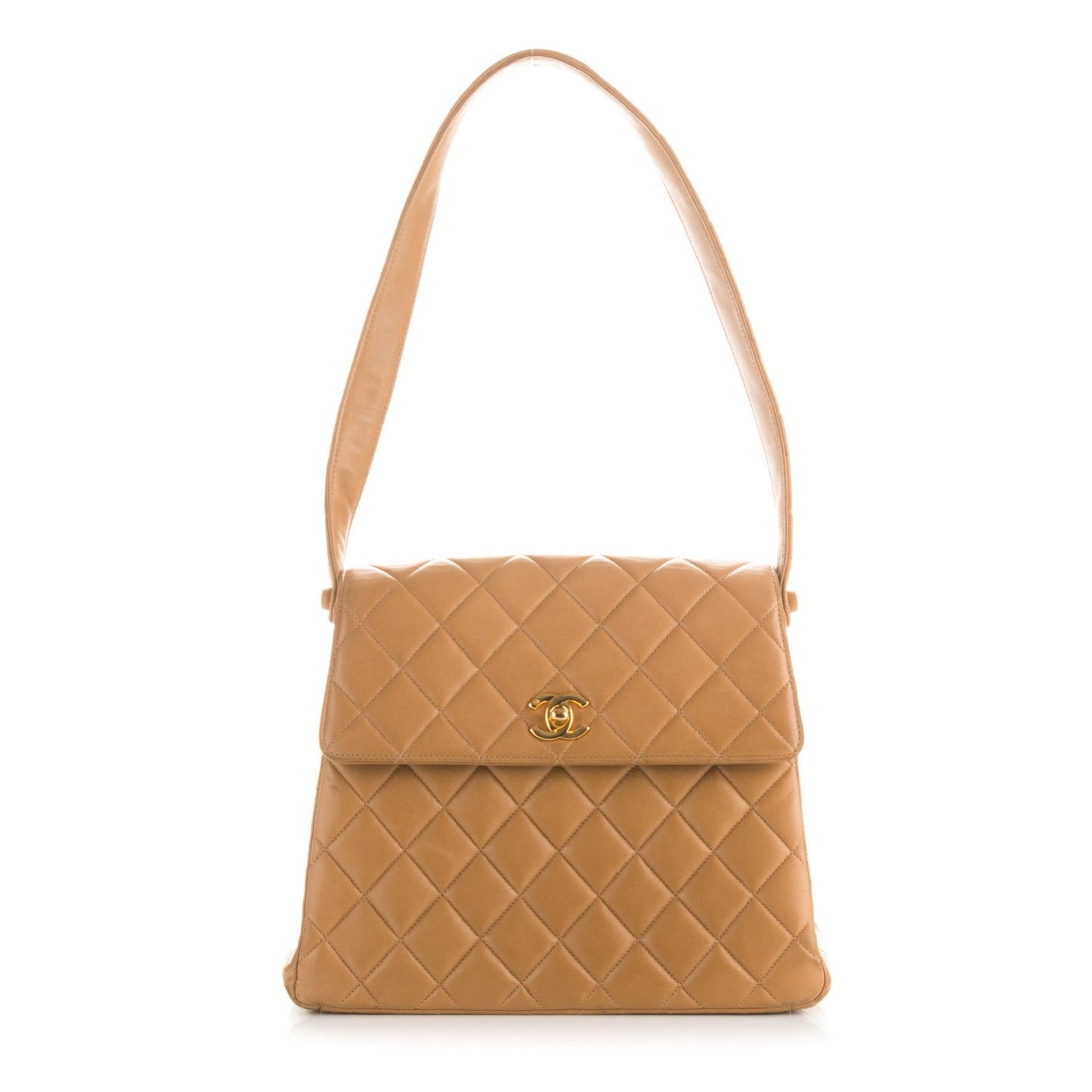 Lambskin Quilted Shoulder Bag Beige