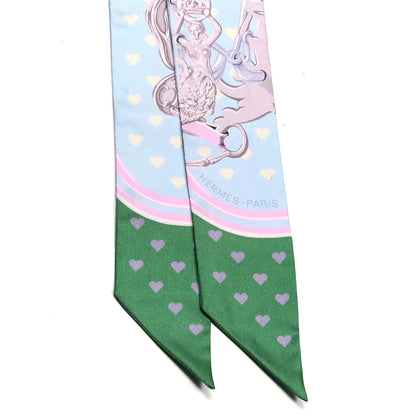 Hermes Silk Brides De Gala Love Twilly Bleu Ciel Parme Vert 2 of 4