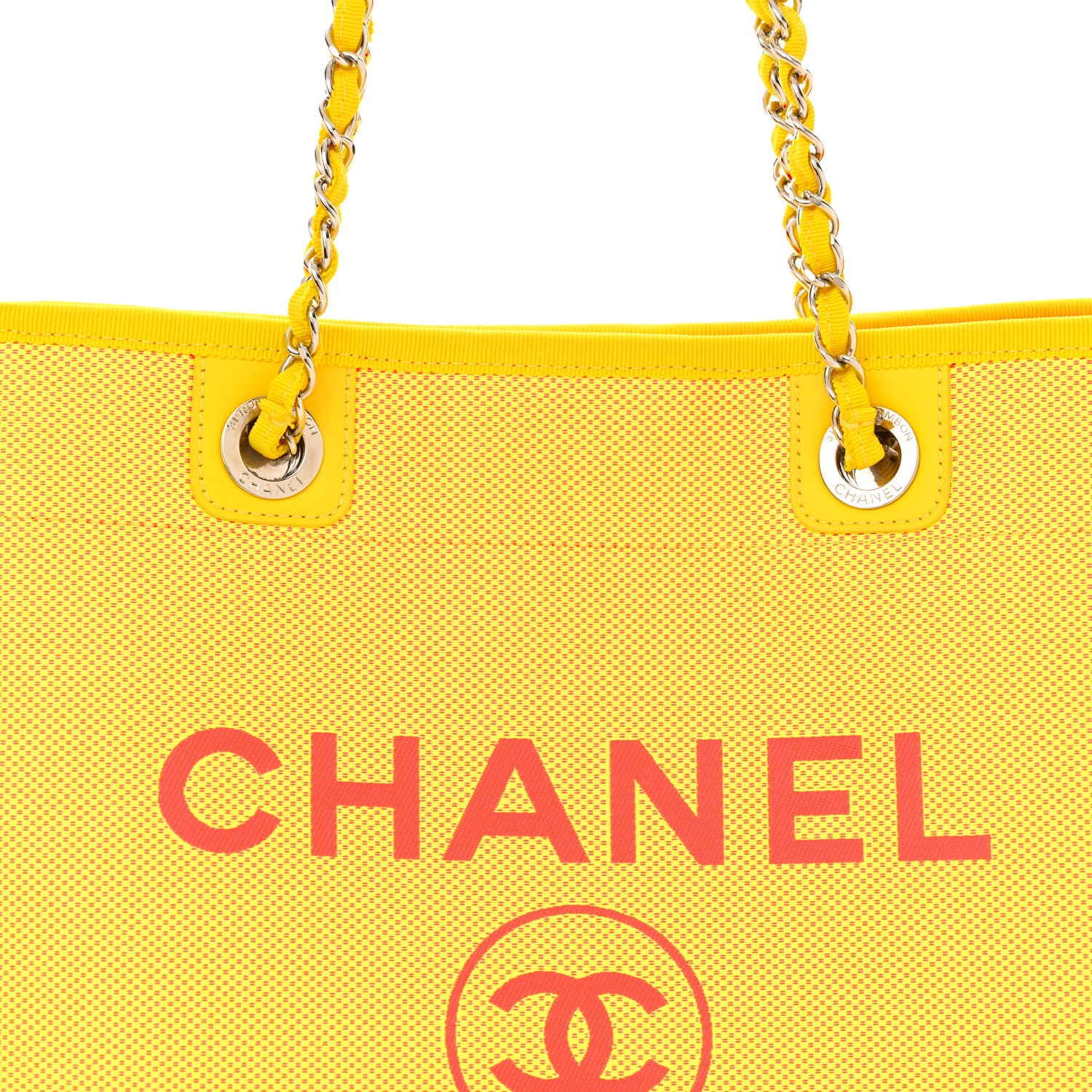 Chanel Mixed Fibers Small Deauville Tote Yellow Orange 8 of 10