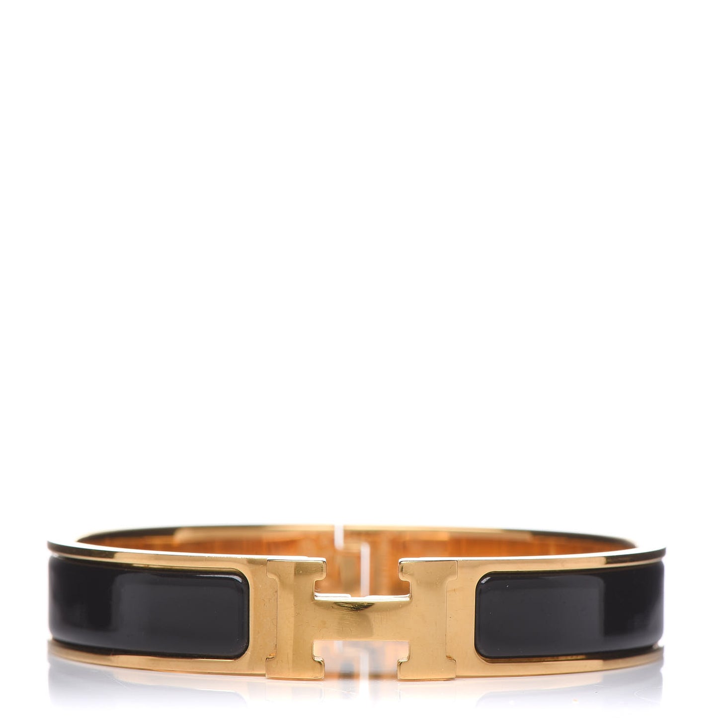 Enamel Narrow Clic Clac H Bracelet GM Black