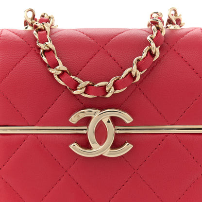 Chanel Lambskin Quilted Small Box With Chain Red 9 of 11