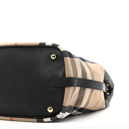 Burberry Grainy Calfskin House Check Medium Sycamore Hobo Black 9 of 9