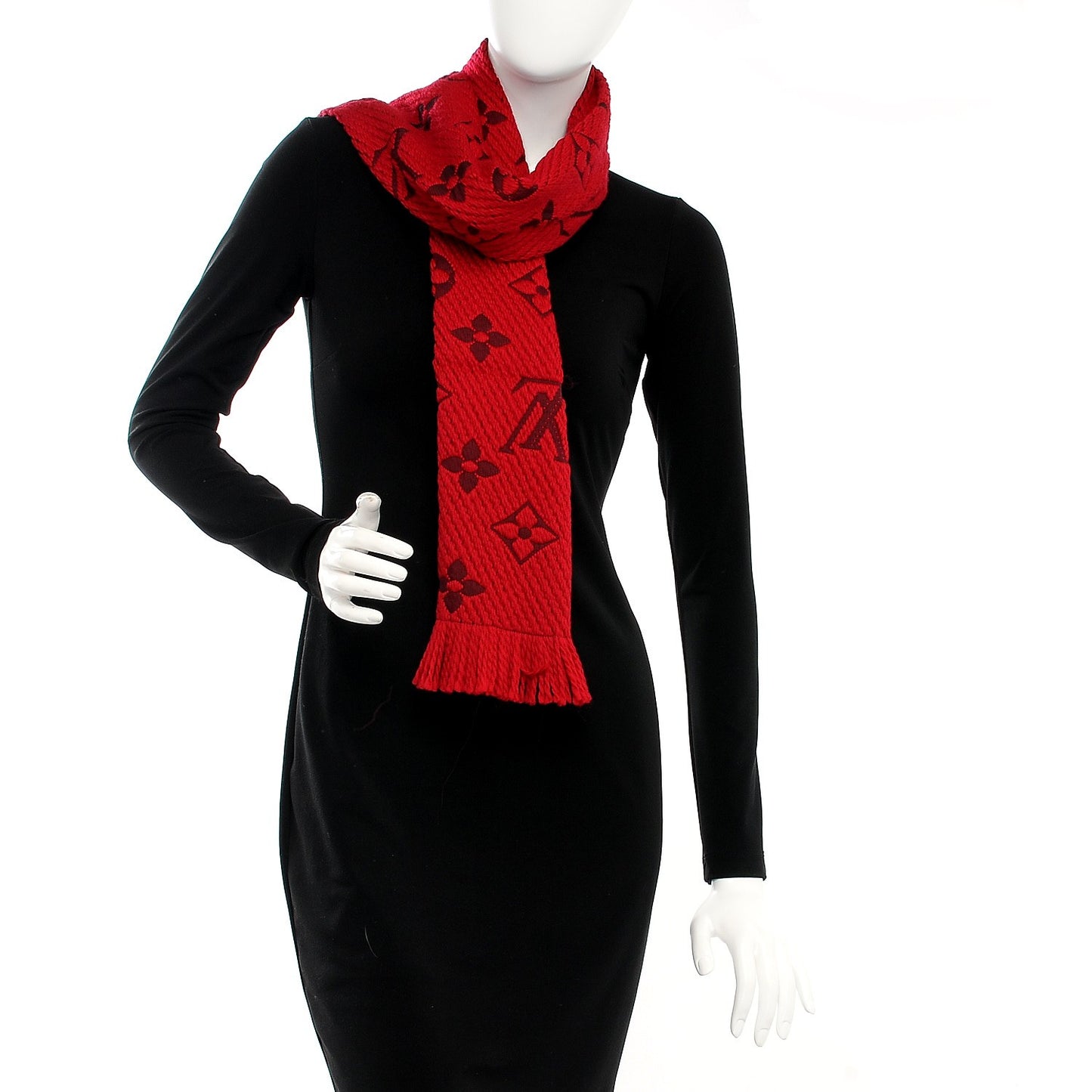 Wool Silk Logomania Scarf Rubis