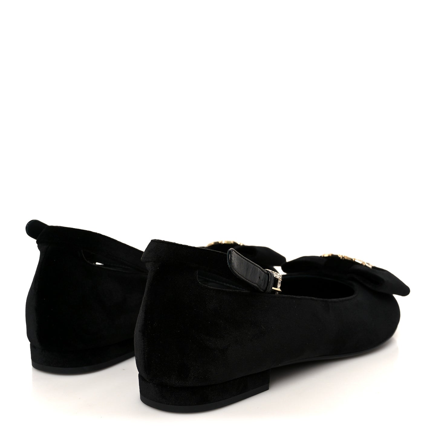 Velvet Strass CC Bow Mary Jane Flats 38.5 Black