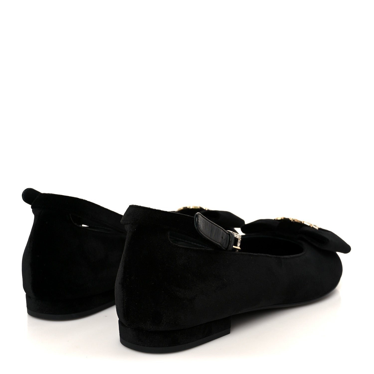 Chanel Velvet Strass CC Bow Mary Jane Flats 38.5 Black 5 of 10