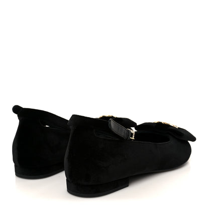 Chanel Velvet Strass CC Bow Mary Jane Flats 38.5 Black 5 of 10