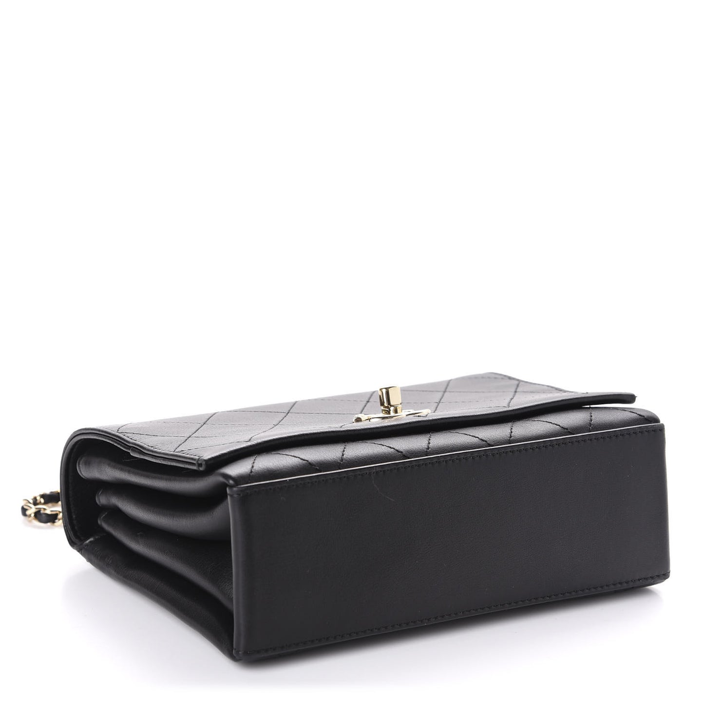Calfskin Stitched Flap Black