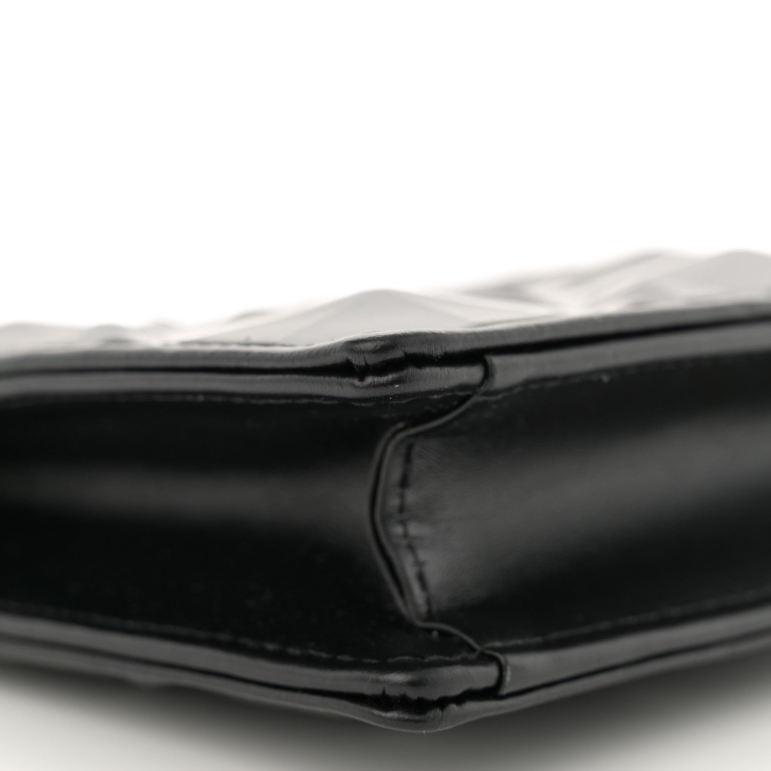 Christian Dior Calfskin Macrocannage Diamond Caro Zipped Pouch With Chain Black 9 of 14