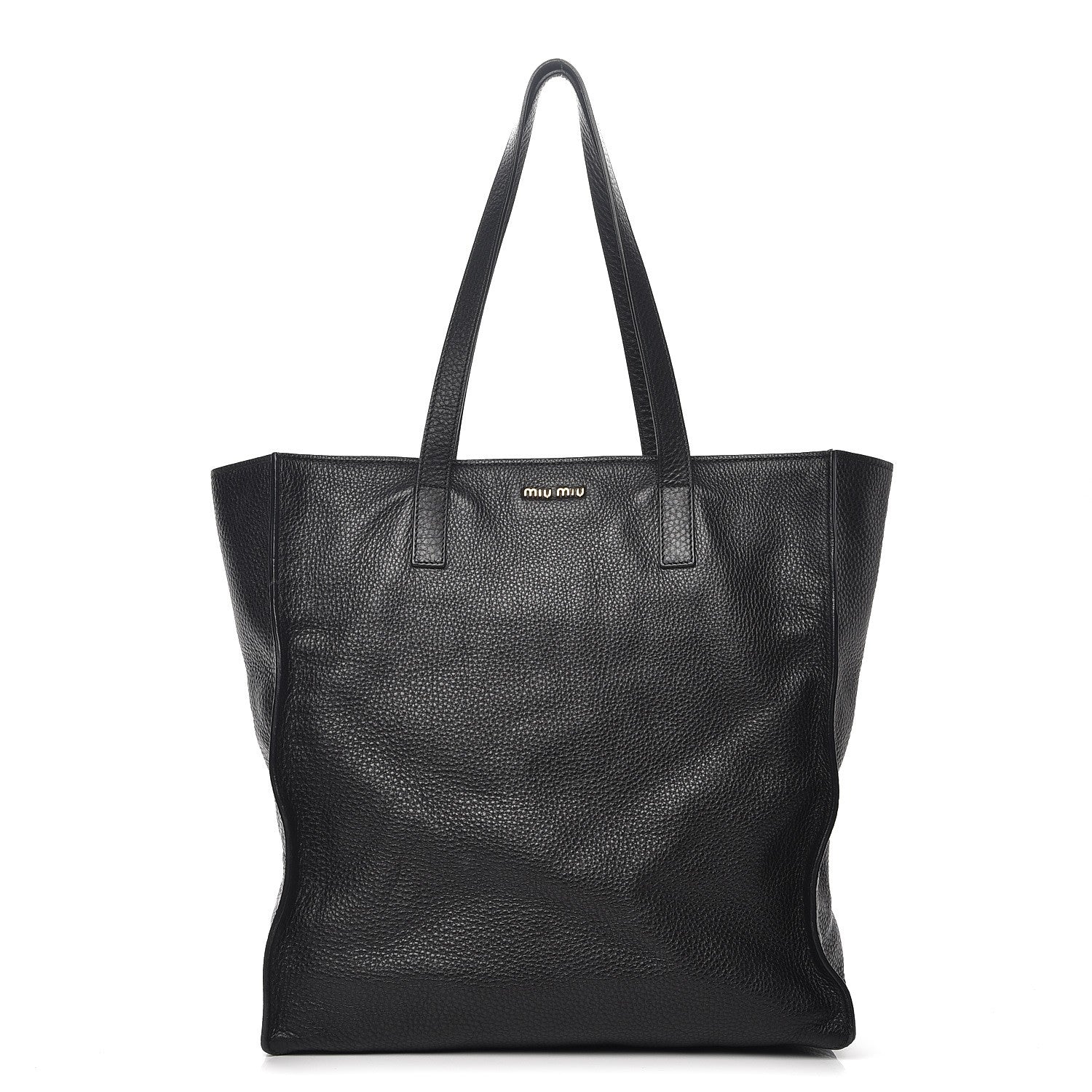 Miu Miu Vitello Daino Tote Nero Black Caramel 2 of 20