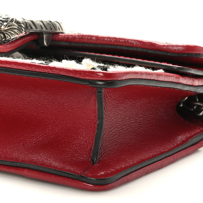 Gucci Tweed GG Monogram Super Mini Dionysus Shoulder Bag White Black Romantic Cherry 8 of 8