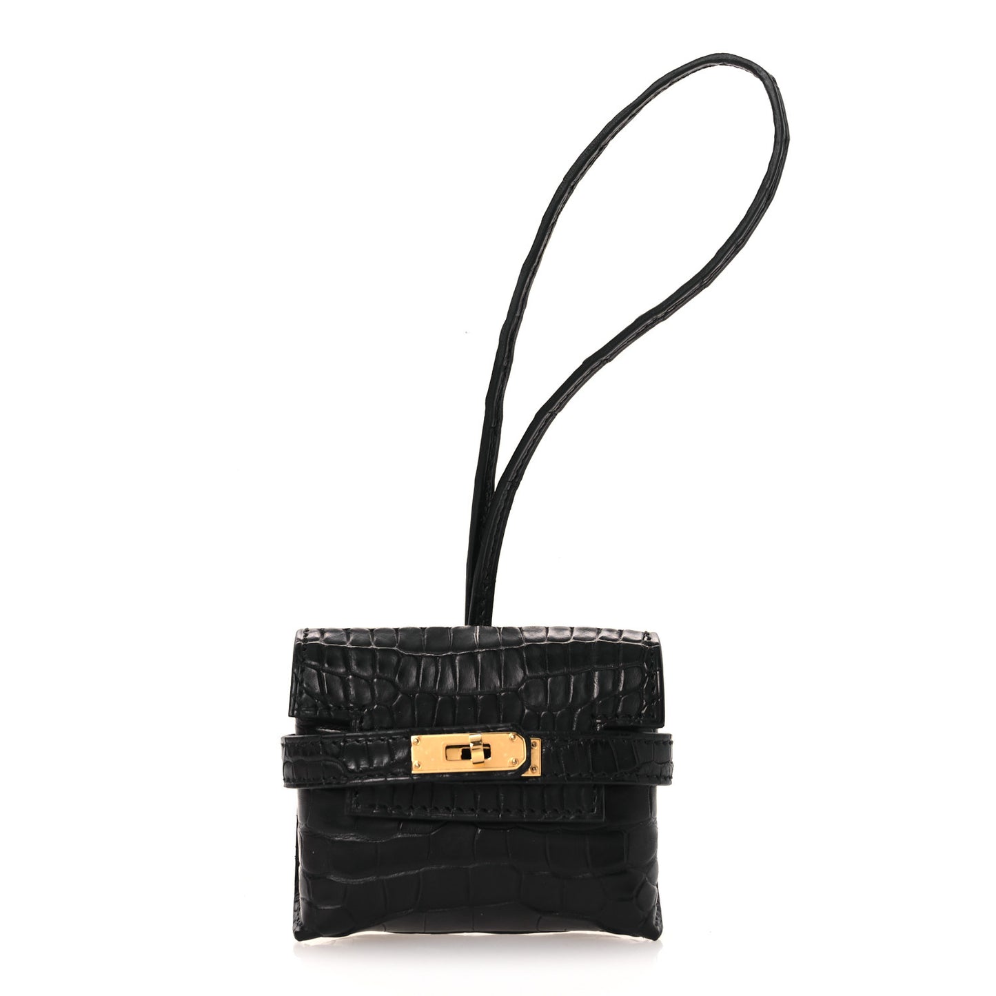 Matte Alligator Festival Kelly Bag Charm Black