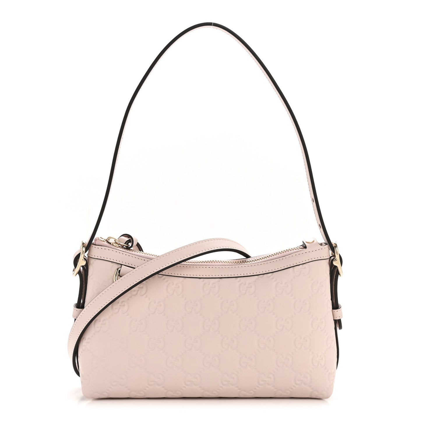 GG Calfskin Embossed Emblem Small Shoulder Bag Pink