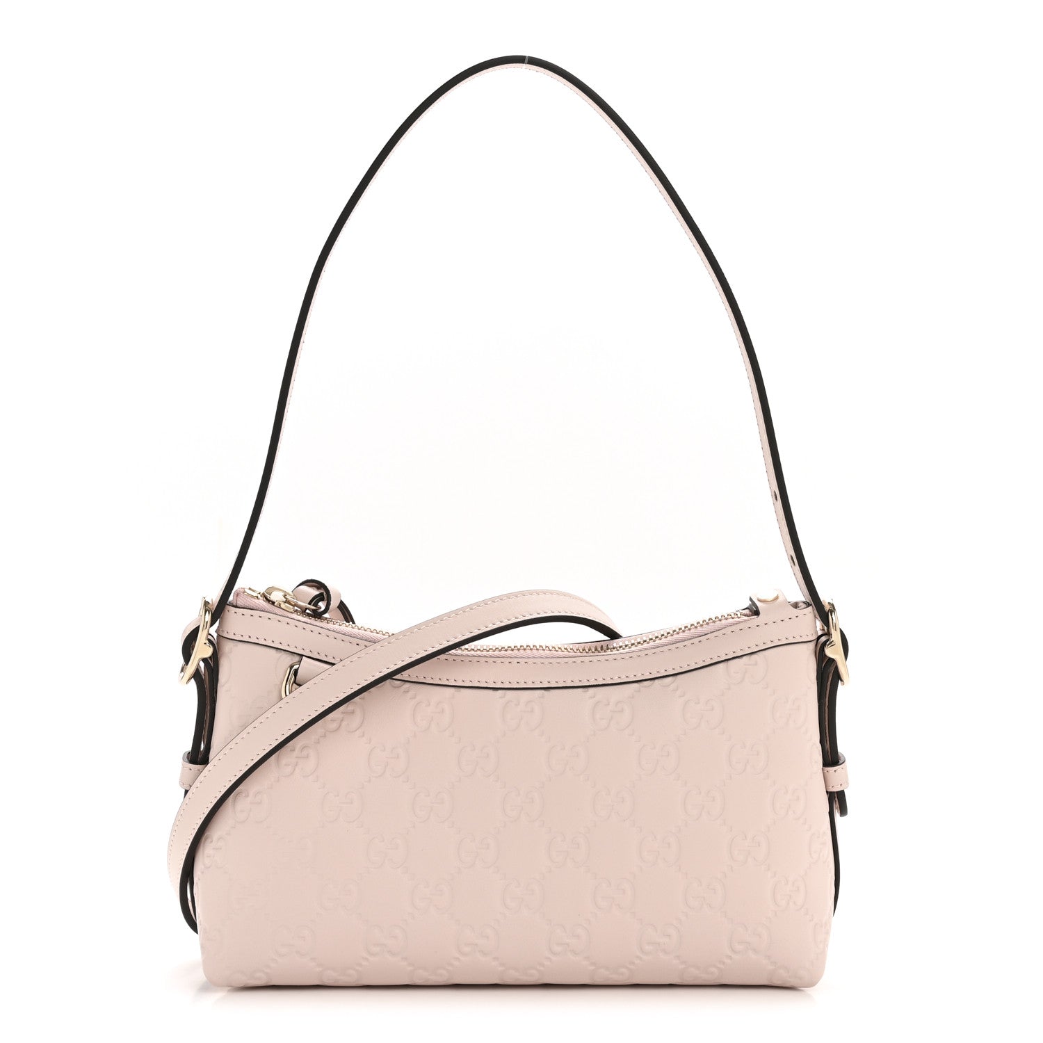 Gucci GG Calfskin Embossed Emblem Small Shoulder Bag Pink 1 of 11