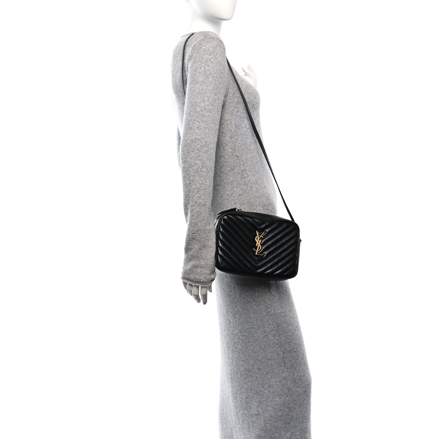 Saint Laurent Calfskin Matelasse Monogram Lou Camera Bag Black 2 of 11