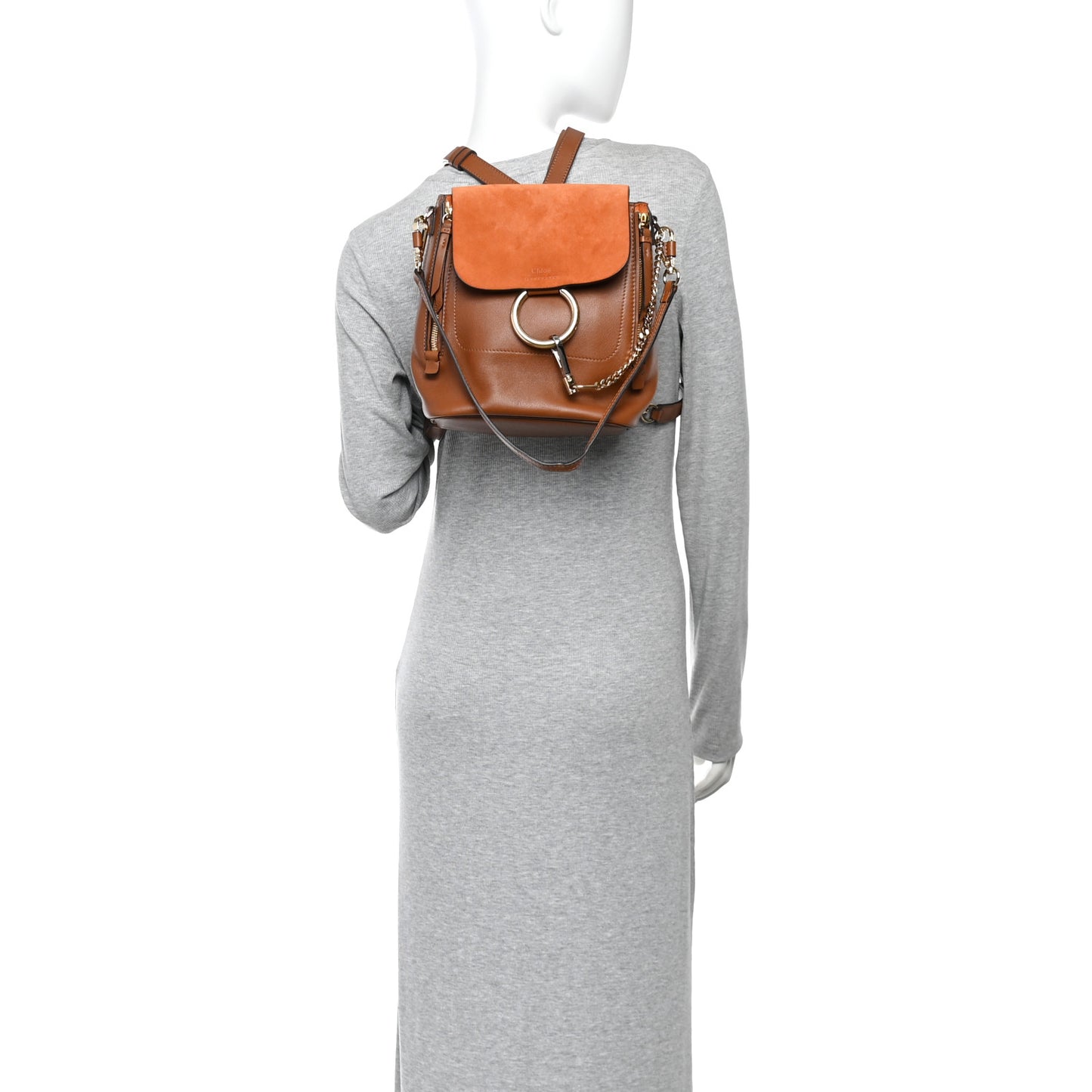 Suede Calfskin Medium Faye Backpack Tan