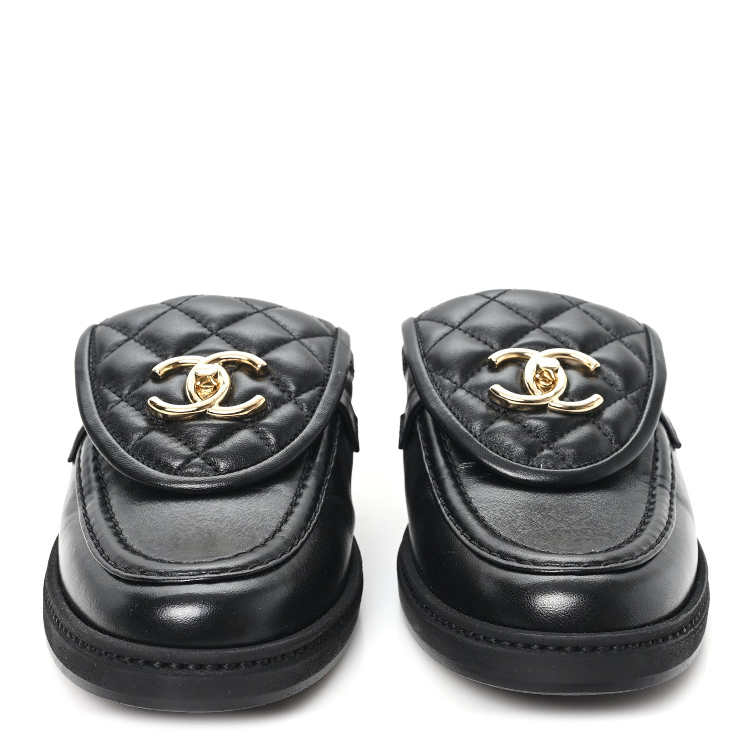 Chanel Lambskin Quilted CC Turnlock Mules 38 Black 3 of 10
