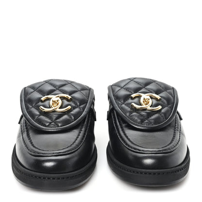 Chanel Lambskin Quilted CC Turnlock Mules 38 Black 3 of 10