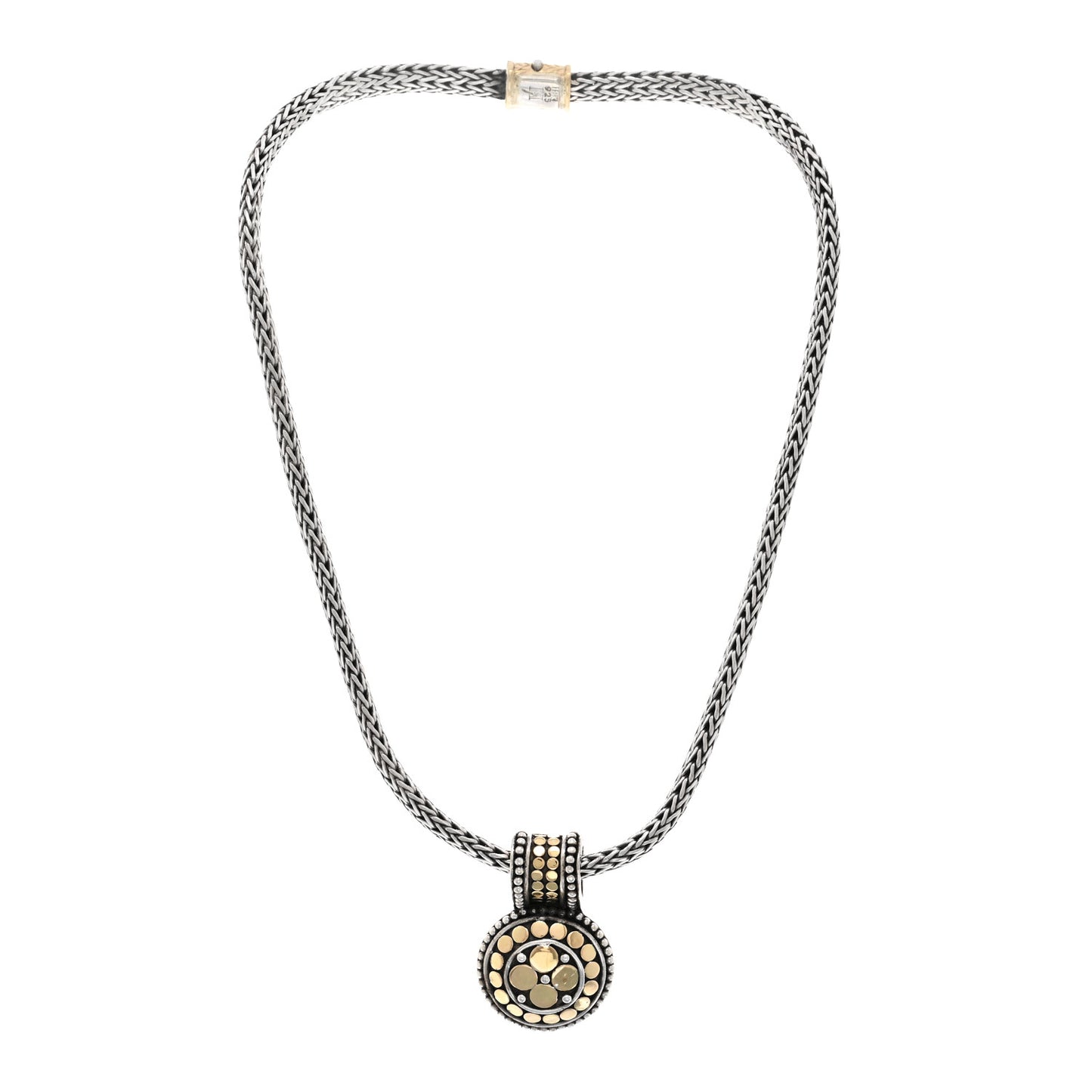 Sterling Silver 18K Yellow Gold Dot Pendant Necklace