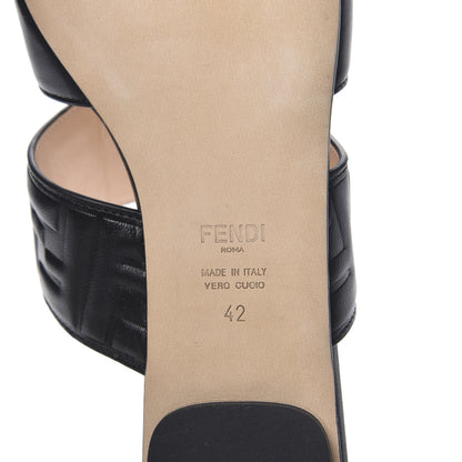 Fendi Vitello FF Embossed Flat Mules 42 Black 7 of 9