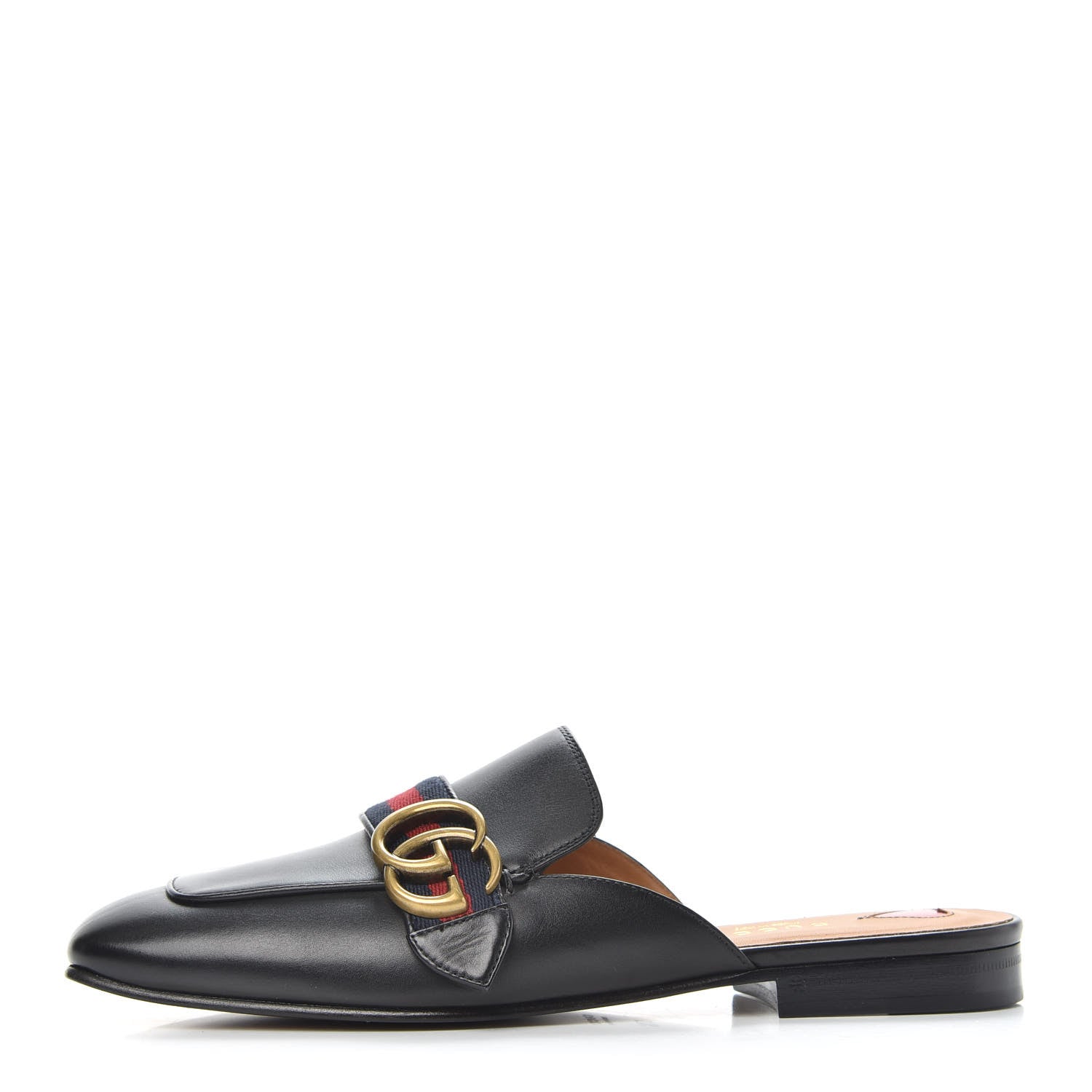 Gucci Calfskin Web Womens Peyton GG Slippers 37.5 Black 1 of 8