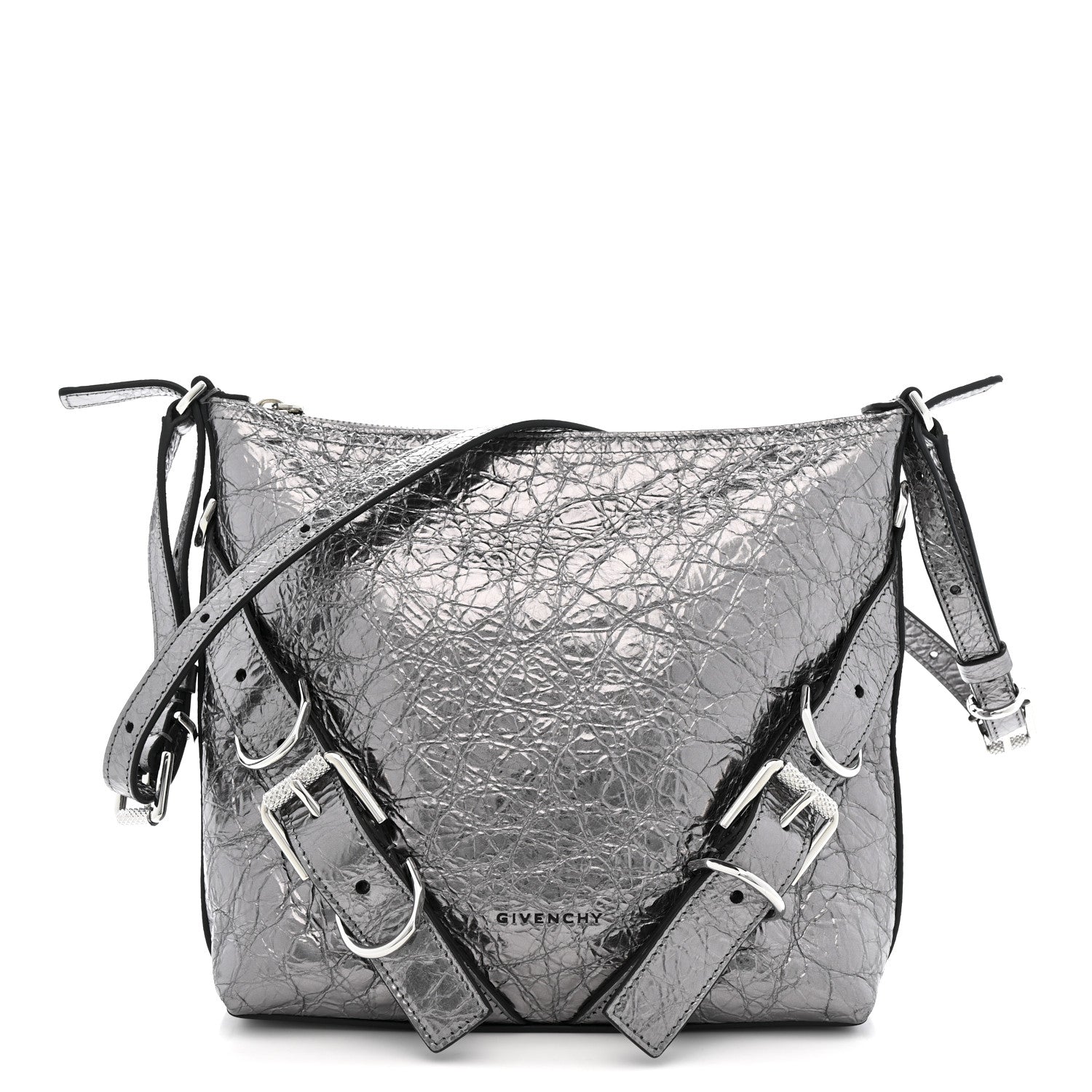 Givenchy Metallic Calfskin Small Voyou Bag Silver 1 of 10