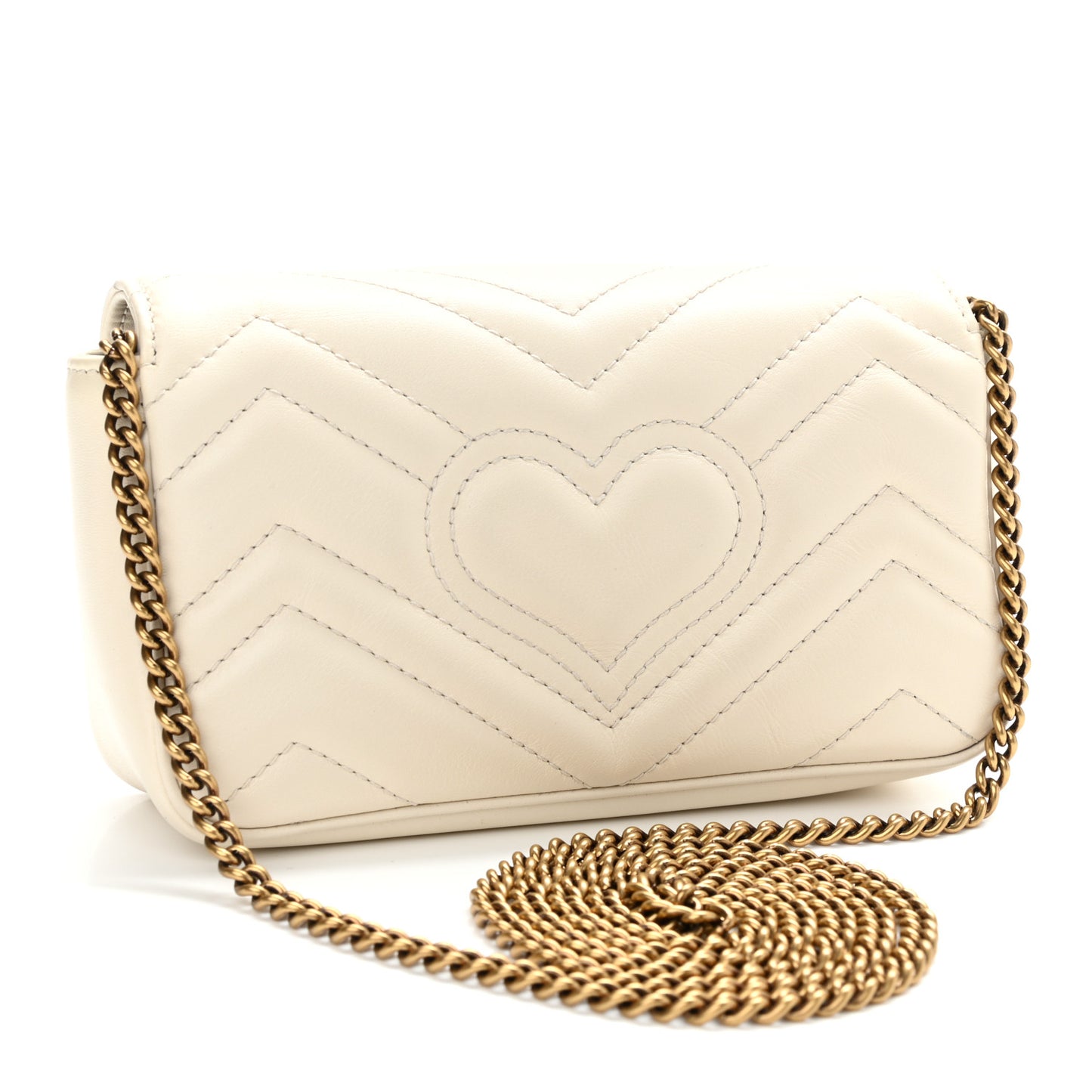 Calfskin Matelasse Super Mini GG Marmont Shoulder Bag White