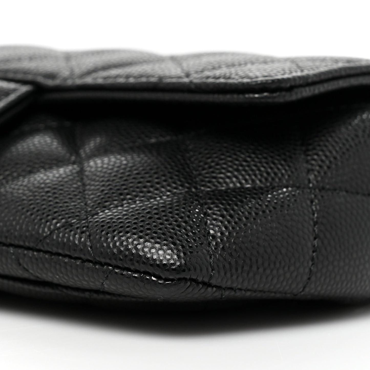 Caviar Quilted Glasses Case With Chain Black