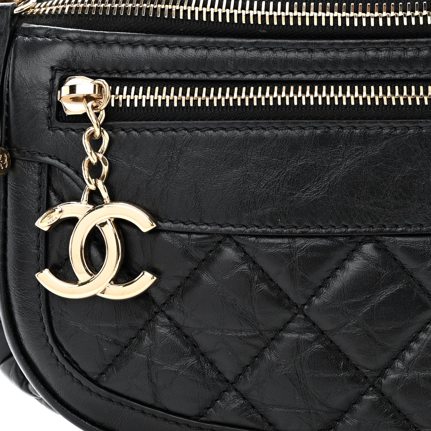 Chanel Aged Calfskin Quilted Waist Bag With Coin Purse Black 10 of 15