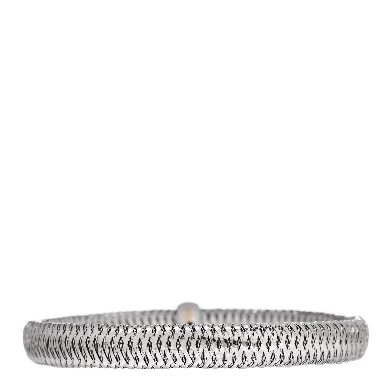 Roberto Coin 18K White Gold Diamond Medium Primavera Bangle Bracelet 2 of 3
