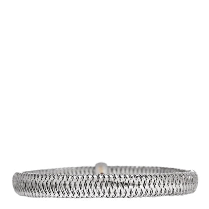Roberto Coin 18K White Gold Diamond Medium Primavera Bangle Bracelet 2 of 3