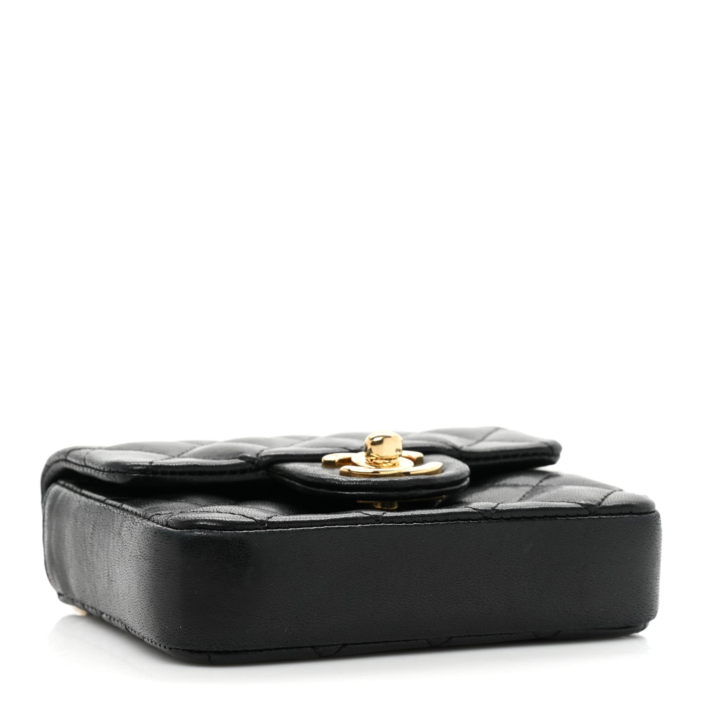Lambskin Quilted Extra Mini Square Flap Black