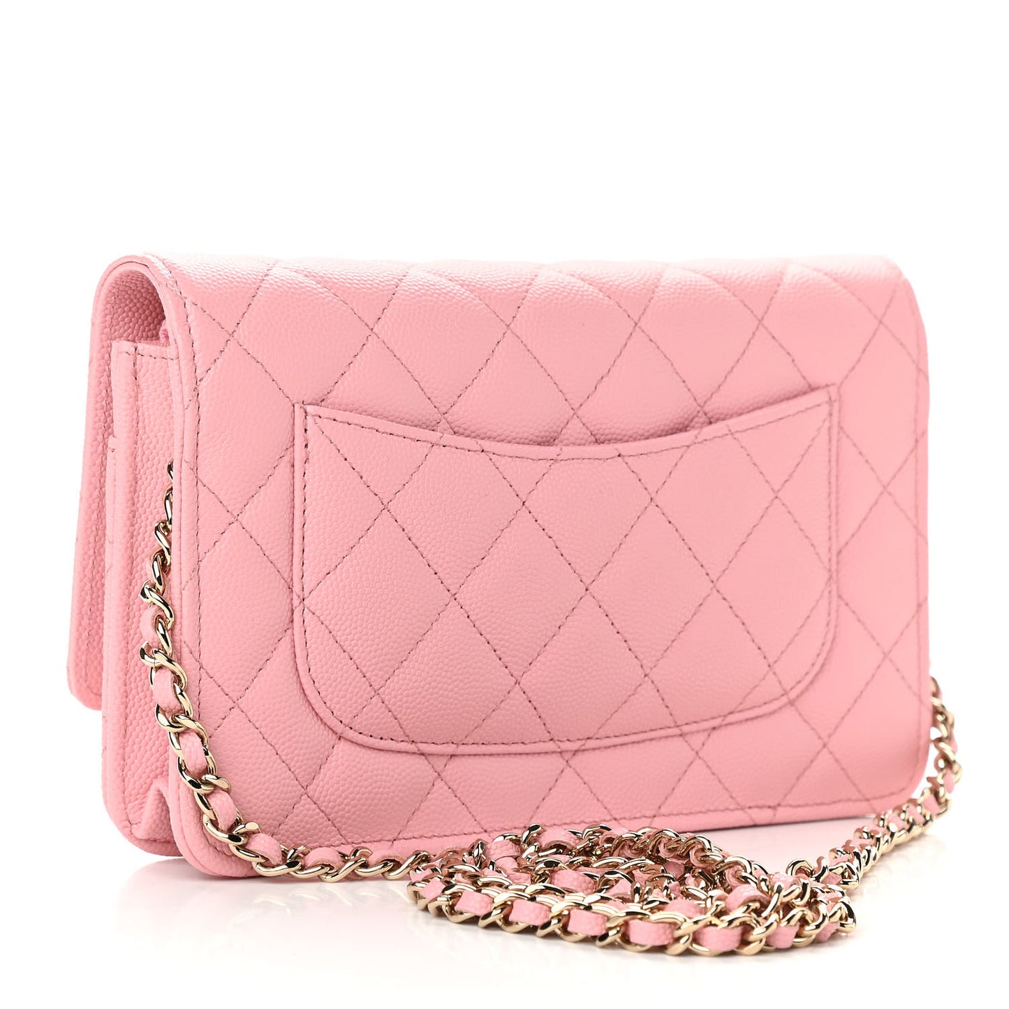 Caviar Quilted Wallet on Chain WOC Light Pink