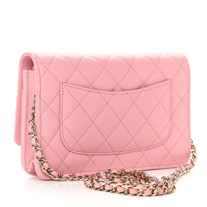 Chanel Caviar Quilted Wallet on Chain WOC Light Pink 3 of 12