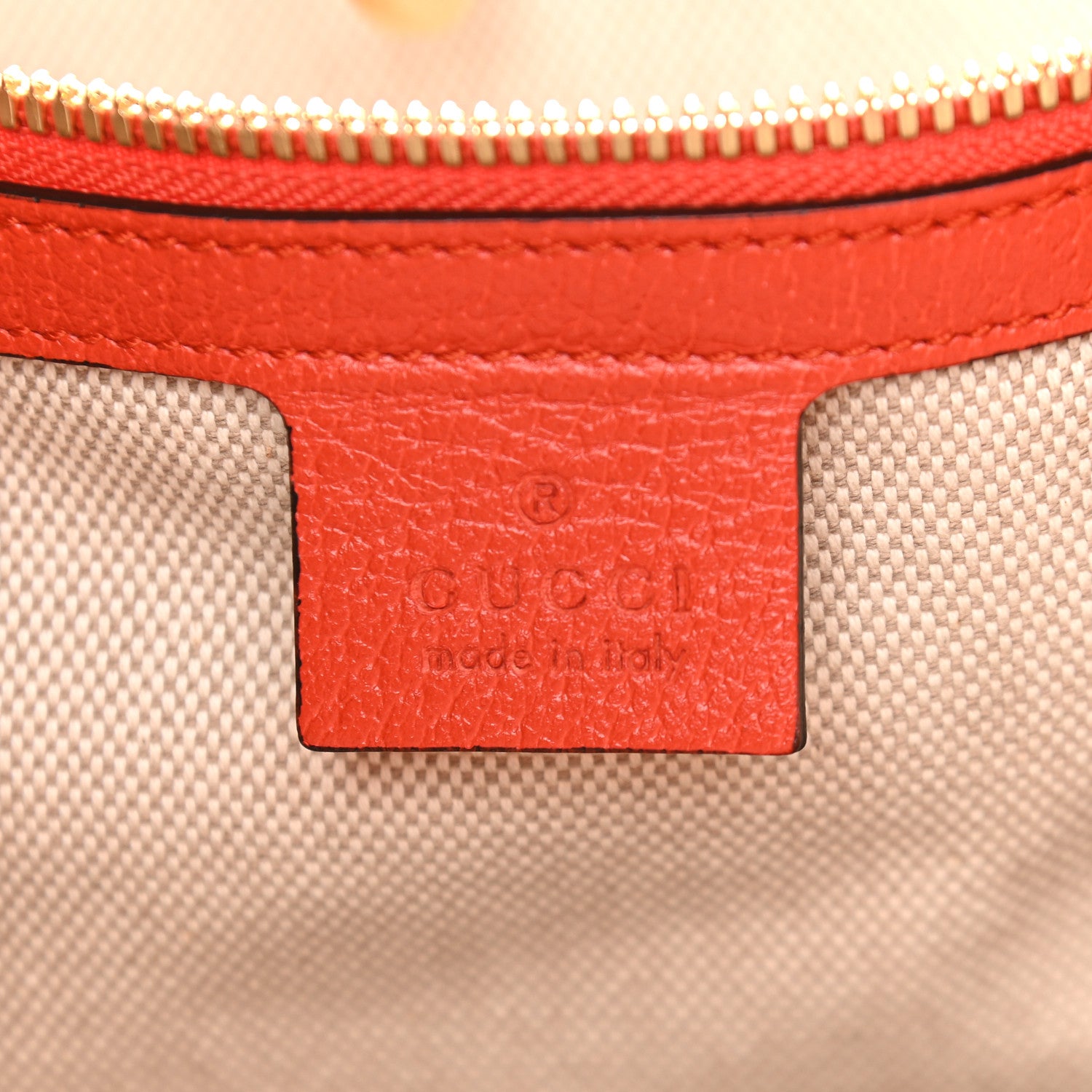 Gucci Fabric Embroidered Miami Striped Tote Bag Orange 6 of 9