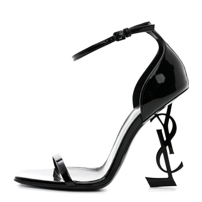 Saint Laurent Patent Calfskin Opyum 110 Sandals 36.5 Black 1 of 8
