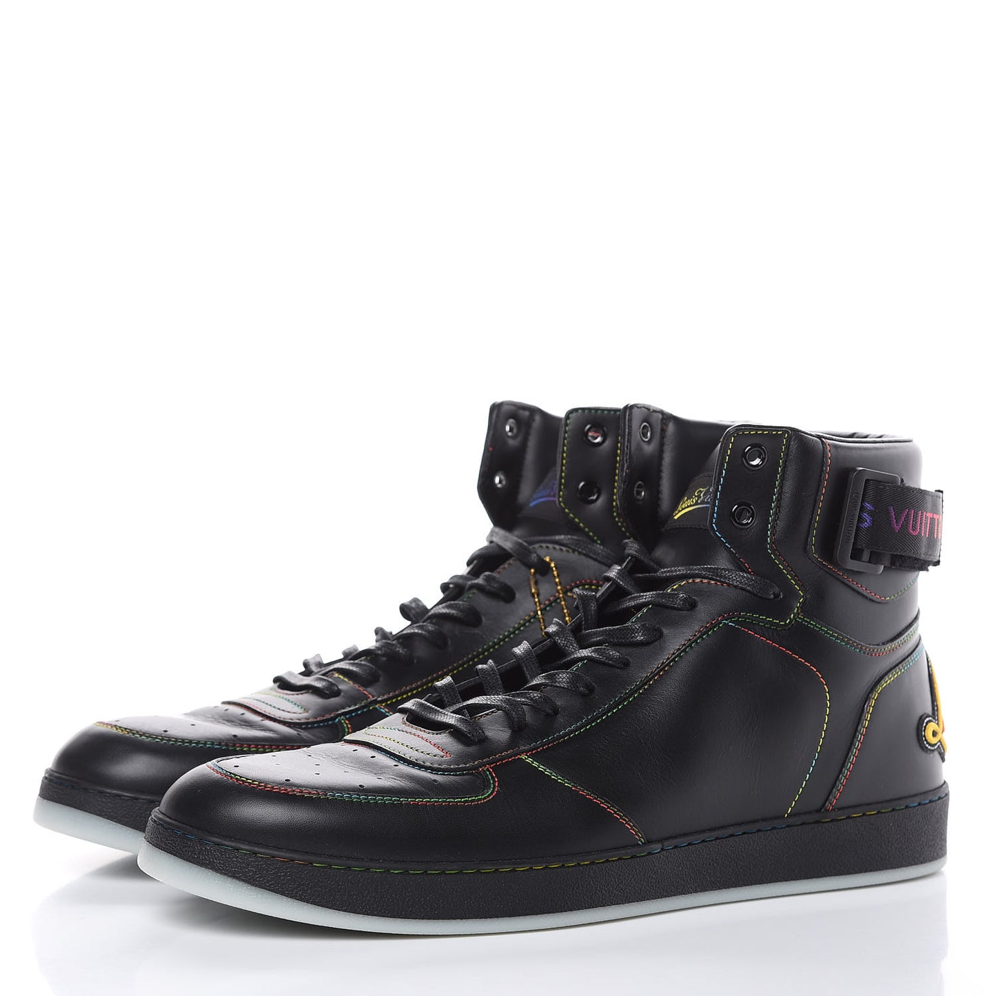 Calfskin Rivoli High Top Sneakers 10.5 Black Multicolor