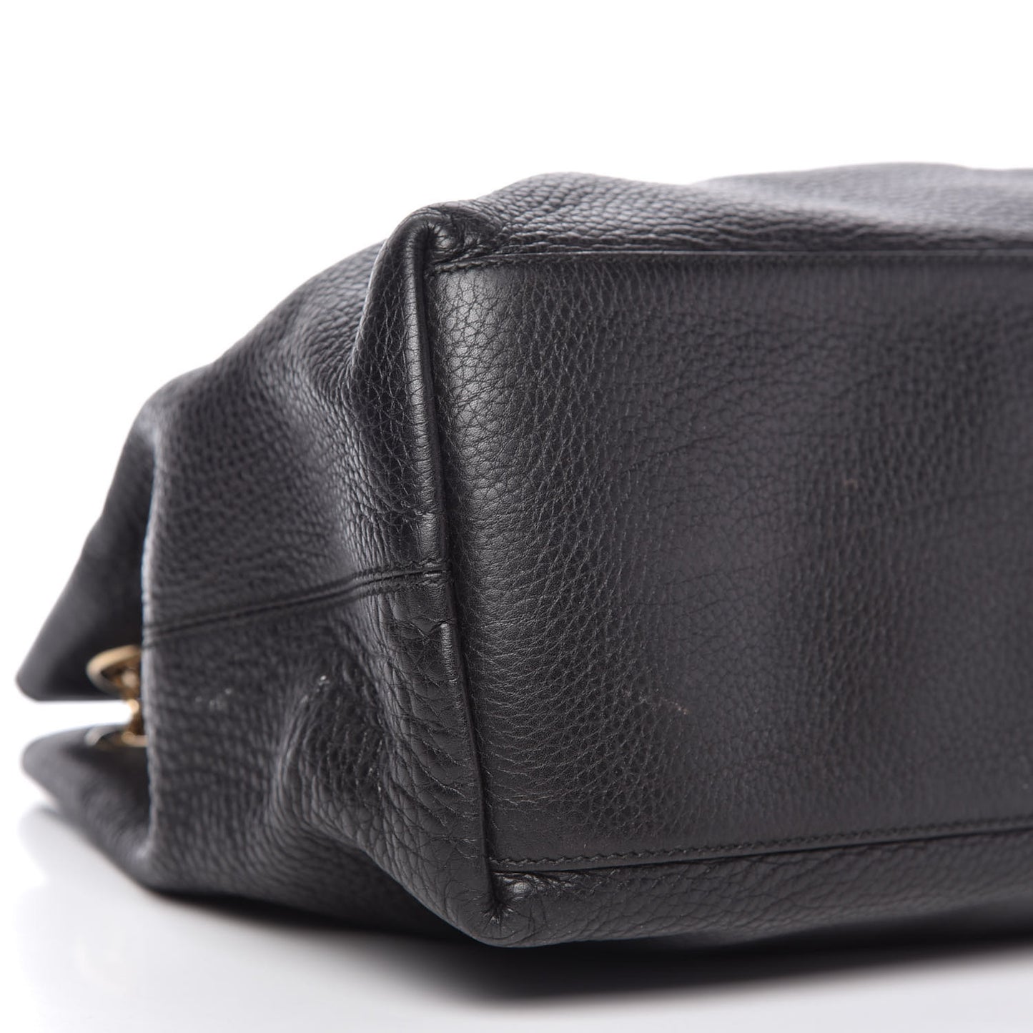Pebbled Calfskin Medium Soho Chain Shoulder Bag Black