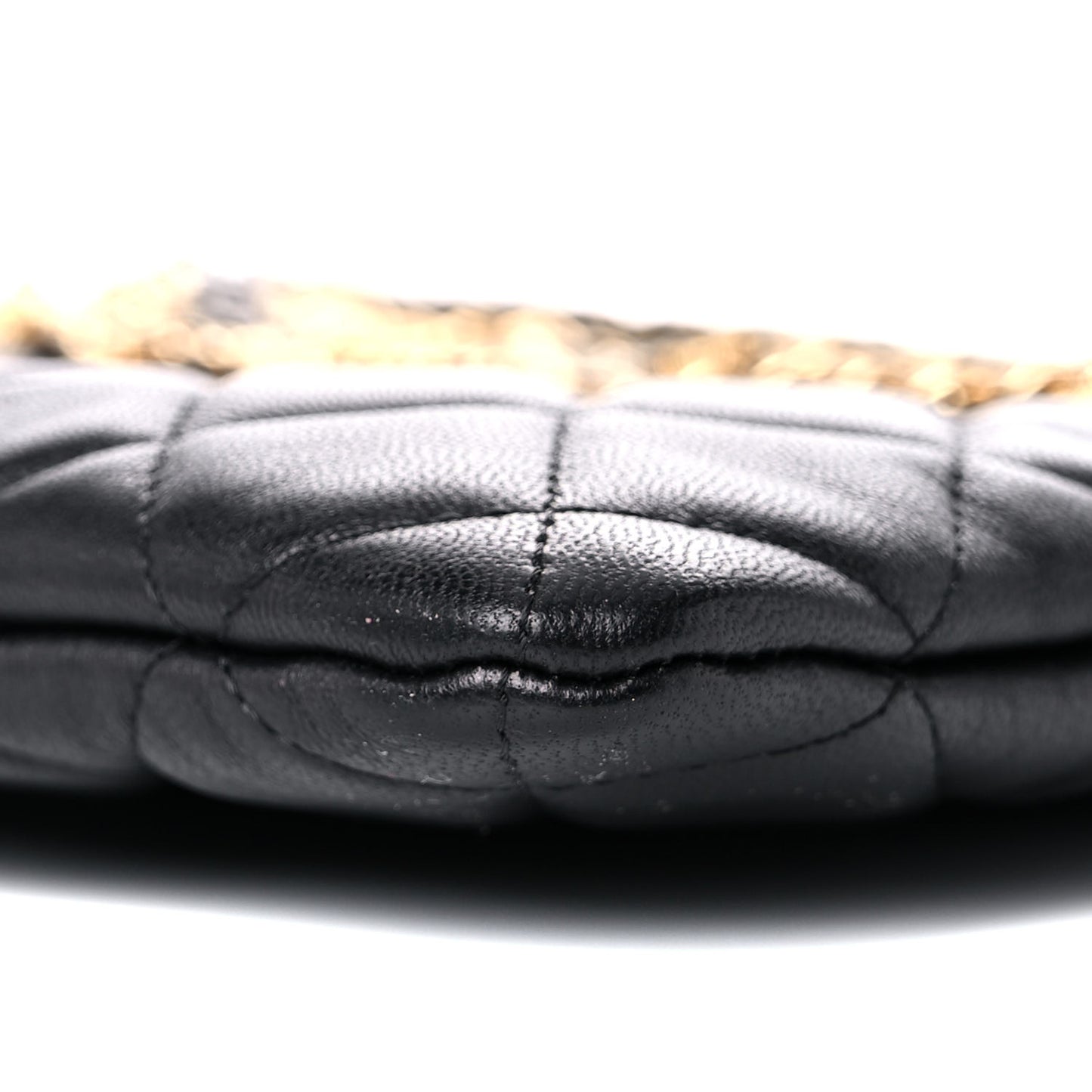 Lambskin Quilted Egyptian Amulet Zipped Pouch Black