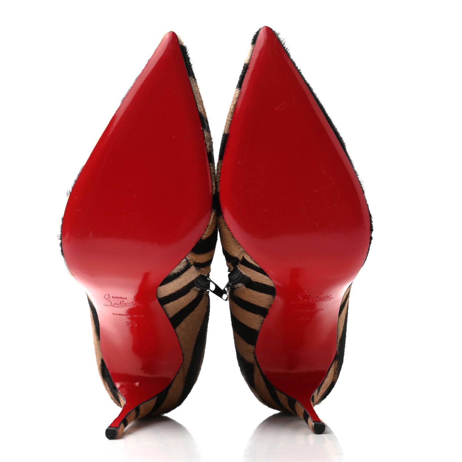 Christian Louboutin Calf Hair Zebra Print So Kate 100 Ankle Boots 39 Dune Black 5 of 9