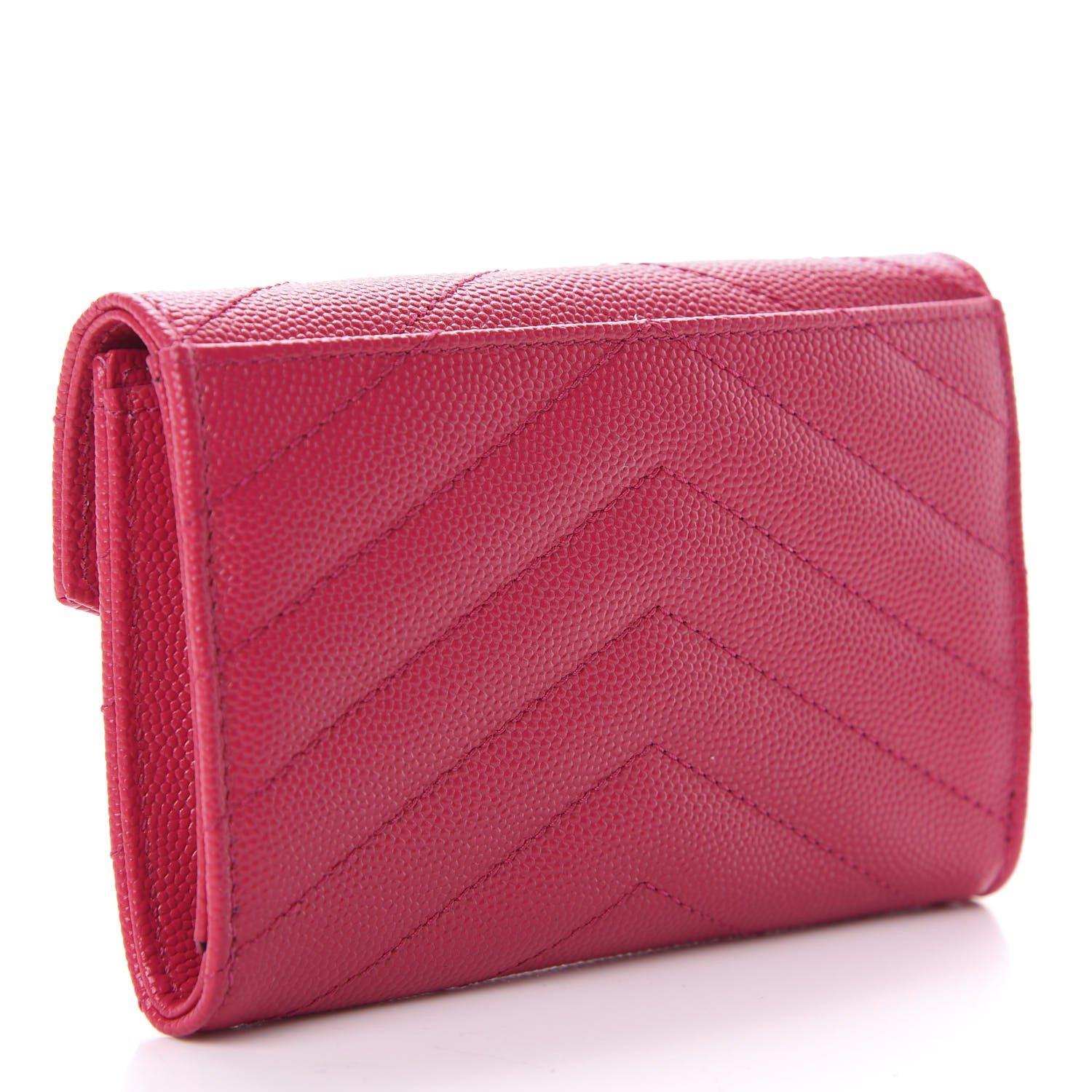 Saint Laurent Grain De Poudre Matelasse Chevron Small Monogram Envelope Wallet Fresh Fuchsia 3 of 6